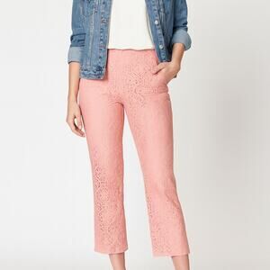 Anthropologie Corey Lynn Calter Cropped Coral Lace Pants "Youghal" Size 6